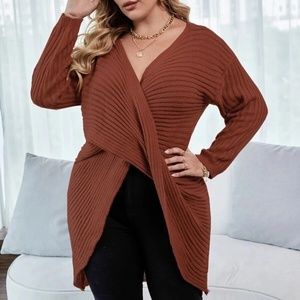 Shein Drop Shoulder Crossover Sweater Tunic | Size 2XL